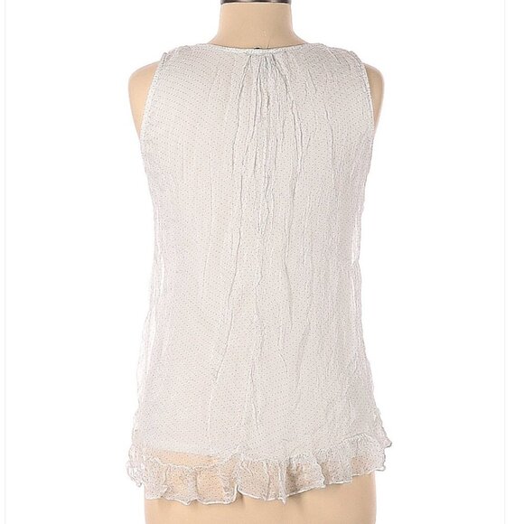 TENDENZE White with Tan Polka Dots Silk Sleeveless Silk Top Size L - Picture 2 of 3